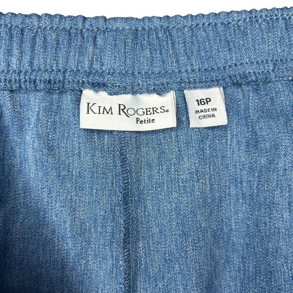 Kim Rogers Blue Short Sleeve Blouse Top Size L & Capri Shorts Size 16P 2 Piece - Picture 12 of 13